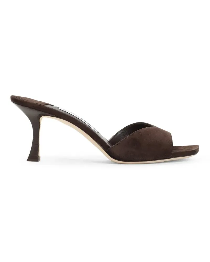 Jimmy Choo Sandalen Brown Suede Slippers With 7Cm Heel And Open Toe braun Braun