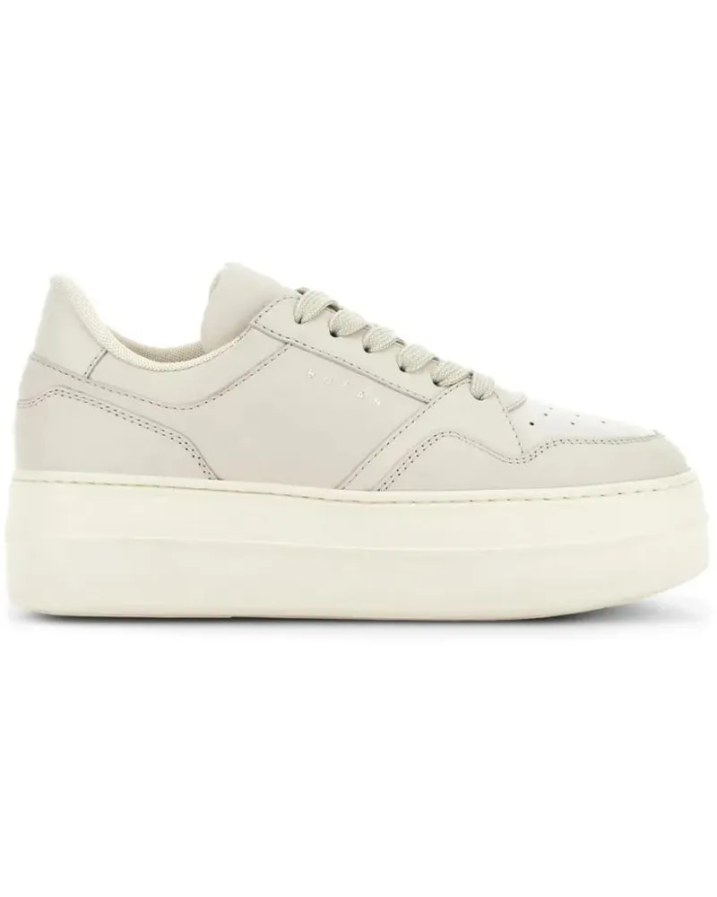 Hogan Low-Top Sneaker Calfskin Sneakers With Panel Design And Embossed T weiß Weiß