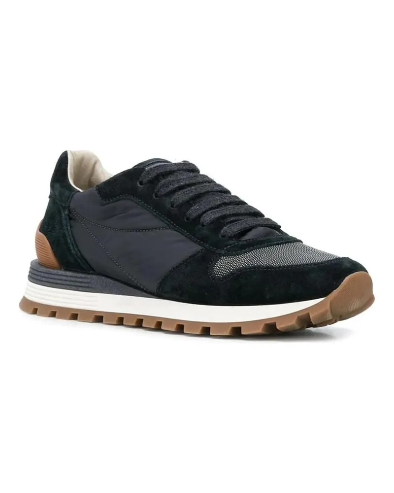 Brunello Cucinelli Low-Top Sneaker Suede And Leather Sneakers With Cushioned Sole schwarz Schwarz
