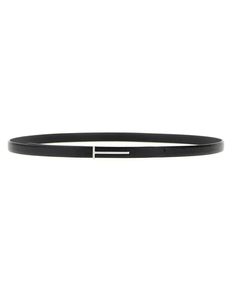 Tom Ford Gürtel 'T' Leather Belt schwarz Schwarz