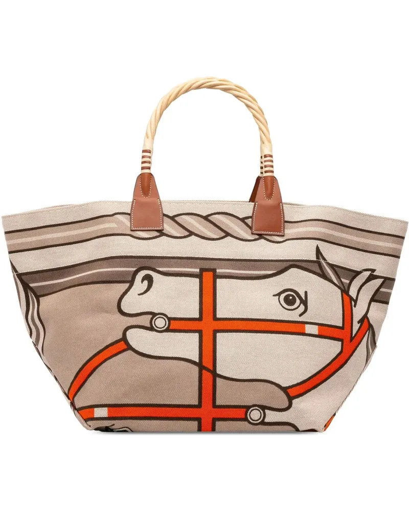 Hermès Shopper Toile H Plume Quadrige au Fil Steeple 31 braun Braun