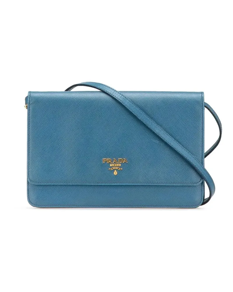 Prada Hobo Bags 2010-2024 Saffiano Wallet on Strap blau Blau