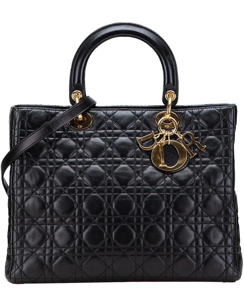 Dior Hobo Bags Large Lambskin Cannage Lady Dior schwarz Schwarz