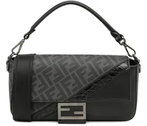 Hobo Bags Zucca Coated Canvas And Calfskin Baguette Satchel schwarz