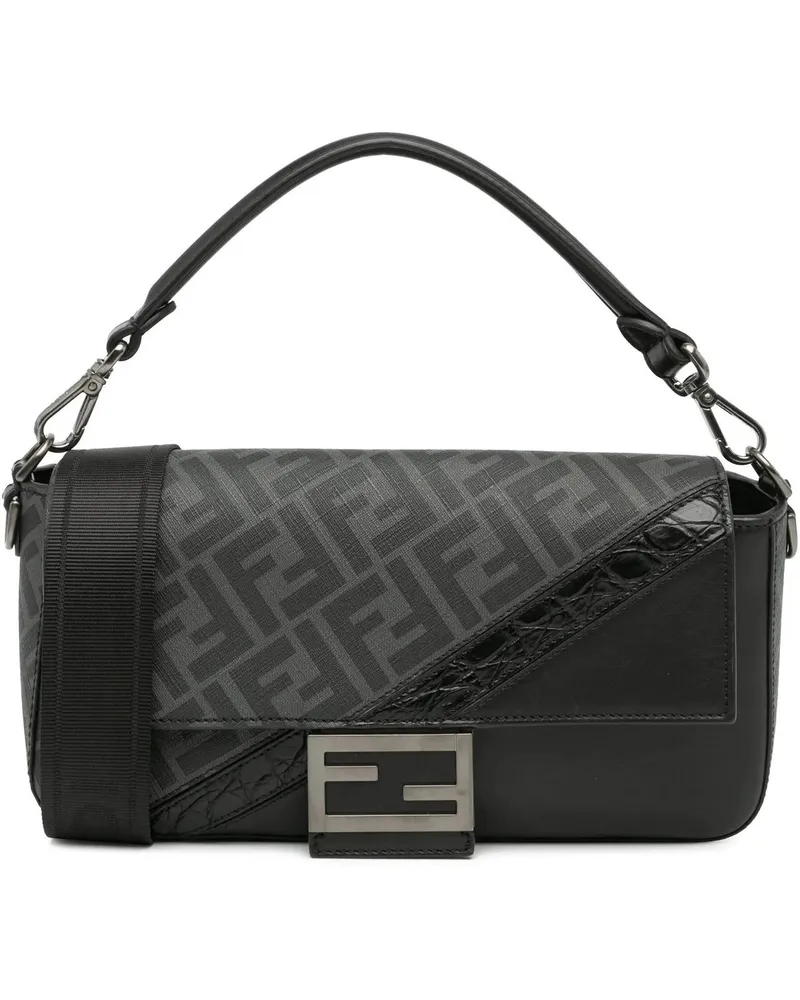Fendi Hobo Bags 2010-2023 Zucca Coated Canvas And Calfskin Baguett schwarz Schwarz