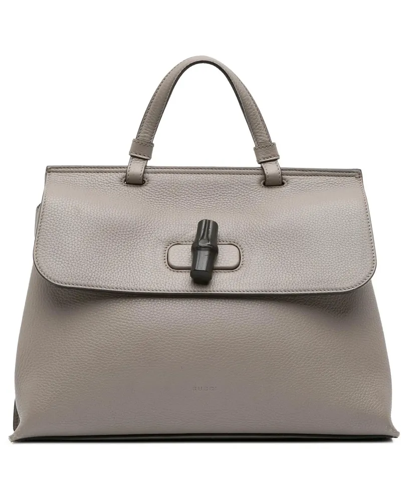 Gucci Hobo Bags Medium Leather Bamboo Daily Satchel braun Braun