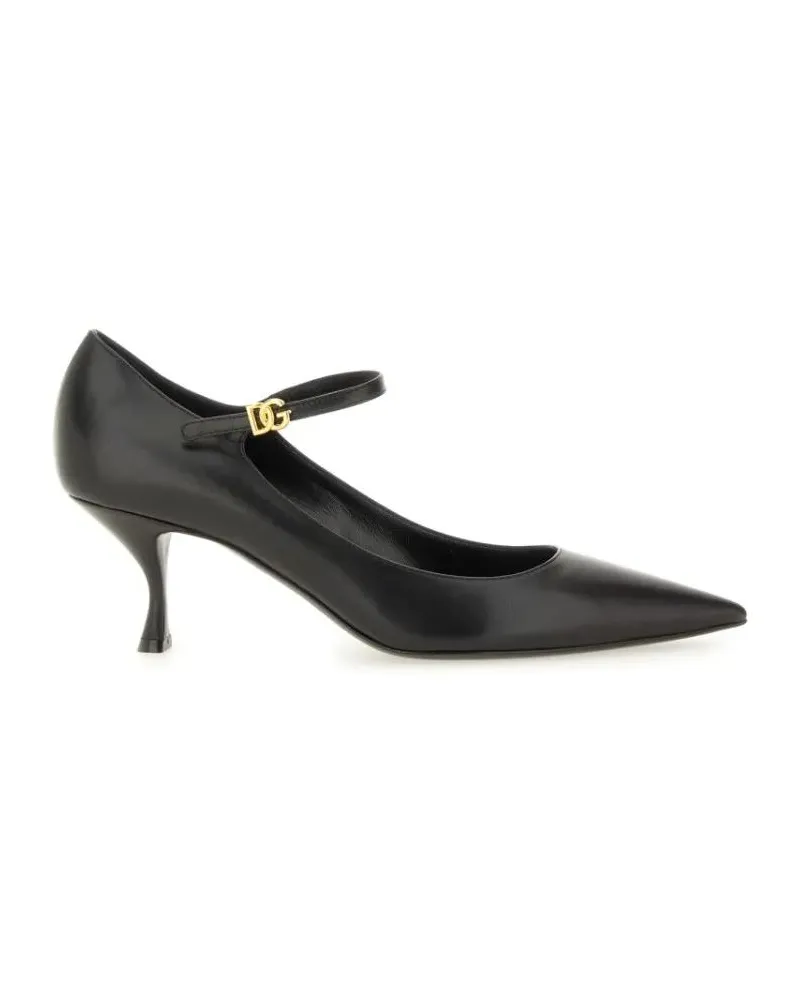 Dolce & Gabbana Hohe Schuhe Pointed Toe Leather Pumps schwarz Schwarz