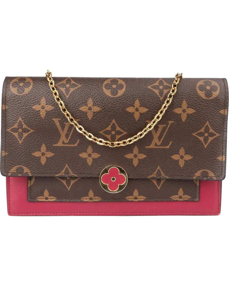 Louis Vuitton Crossbody Bags  Canvas Monogram Flore Wallet On Chai braun Braun