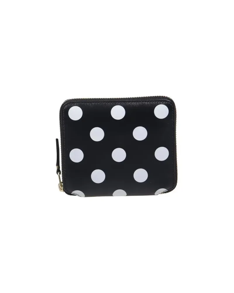Comme des Garçons Portemonnaies Dots Printed Small Zip Around Wallet schwarz Schwarz