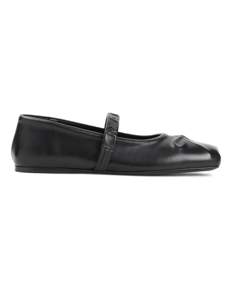 Marni Black Ovine Leather Mary Jane Ballerinas schwarz Schwarz