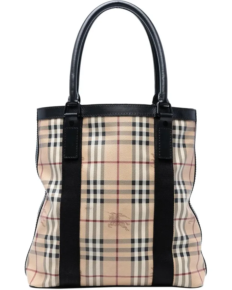 Burberry Shopper Haymarket Check Coated Canvas Vertical Tote braun Braun