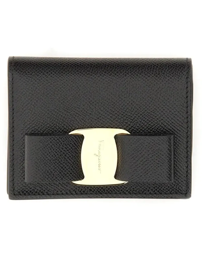 Ferragamo Portemonnaie Mini Wallet With Prominent Logo Detail schwarz Schwarz