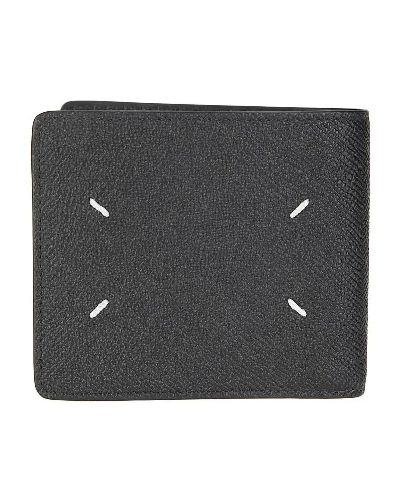 Maison Margiela Portemonnaies Black Leather Wallet schwarz Schwarz