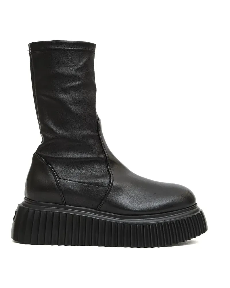 Attilio Giusti Leombruni Stiefel Stretch Black Ankle Boots With Ridged Rubber Sole schwarz Schwarz