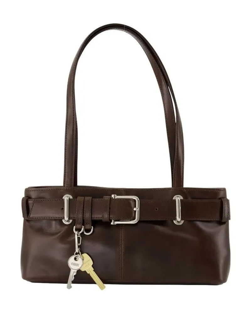OSOI Hobo Bags Shoulder Brocle Mini Bag - Leather - Brown schwarz Schwarz