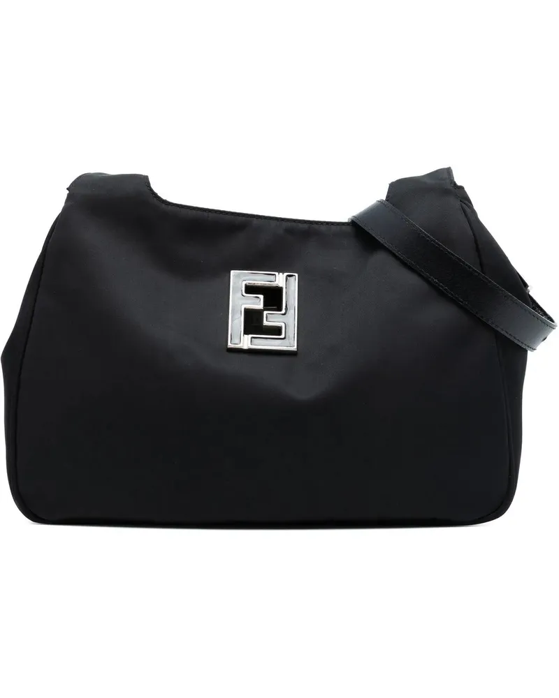 Fendi Hobo Bags Nylon FF Shoulder Bag schwarz Schwarz