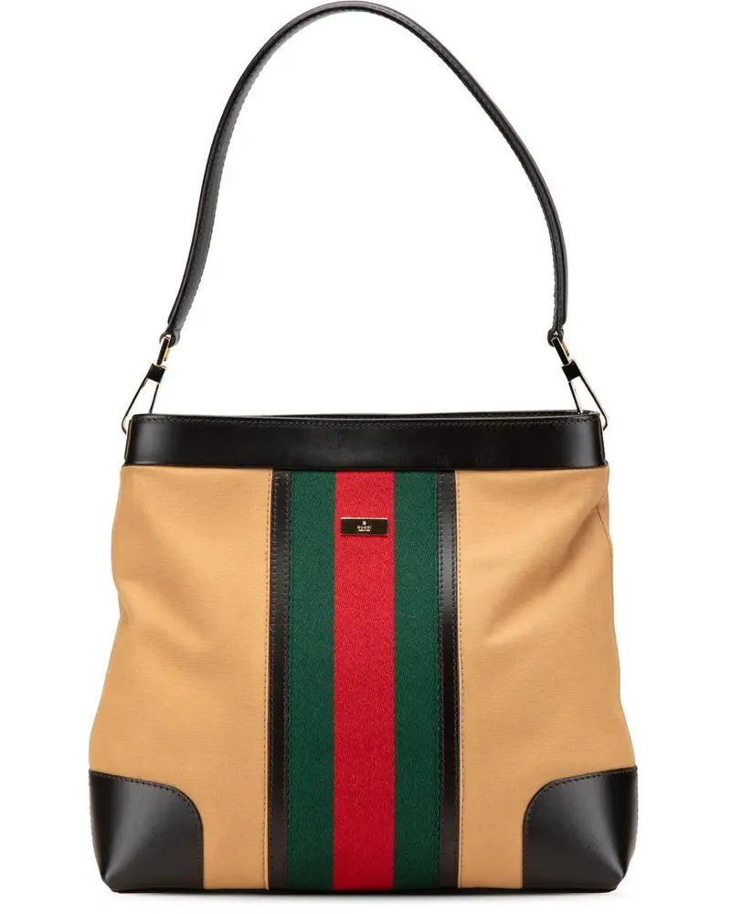 Gucci Hobo Bags Canvas Web Shoulder Bag braun Braun