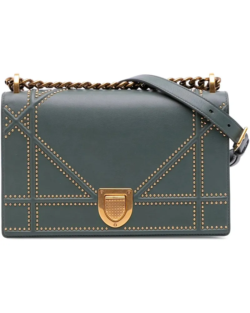 Dior Hobo Bags Medium Studded Lambskin Diorama Flap grün Grün