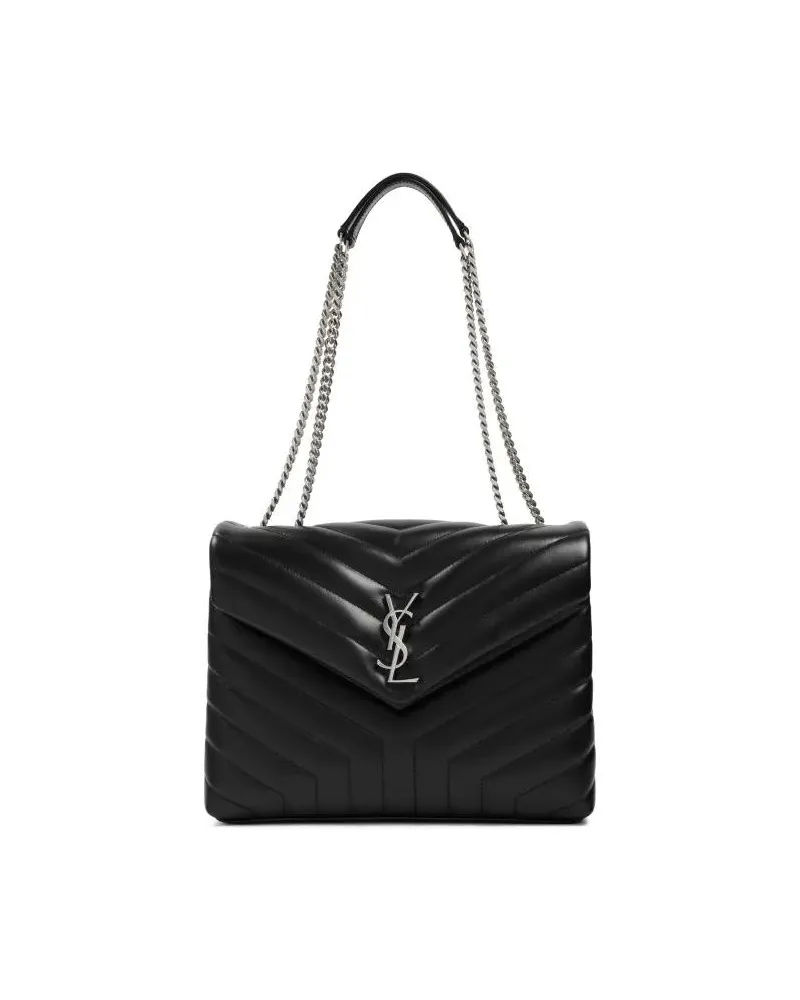 Saint Laurent Shopper Leather Loulou Medium Bag Schwarz