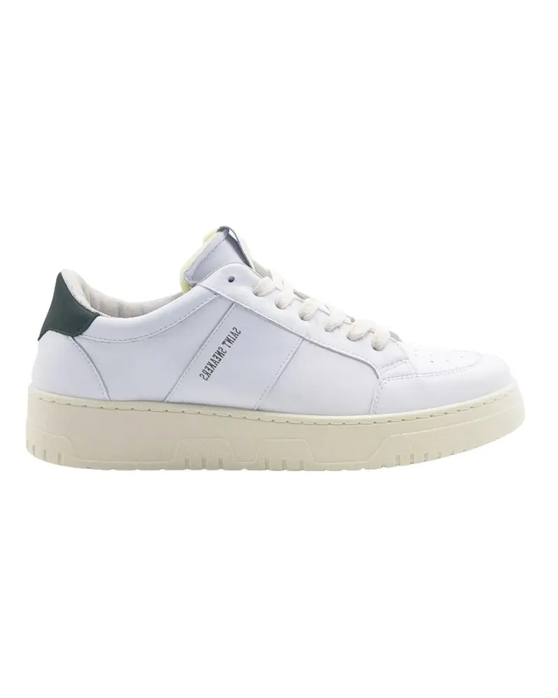 Saint Sneakers Low-Top Sneaker White Leather Sneakers With Contrasting Green Top weiß Weiß