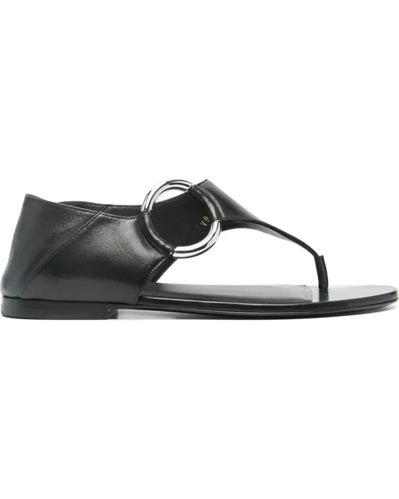 Saint Laurent Sandalen  Ring Leather Flat Sandals schwarz Schwarz