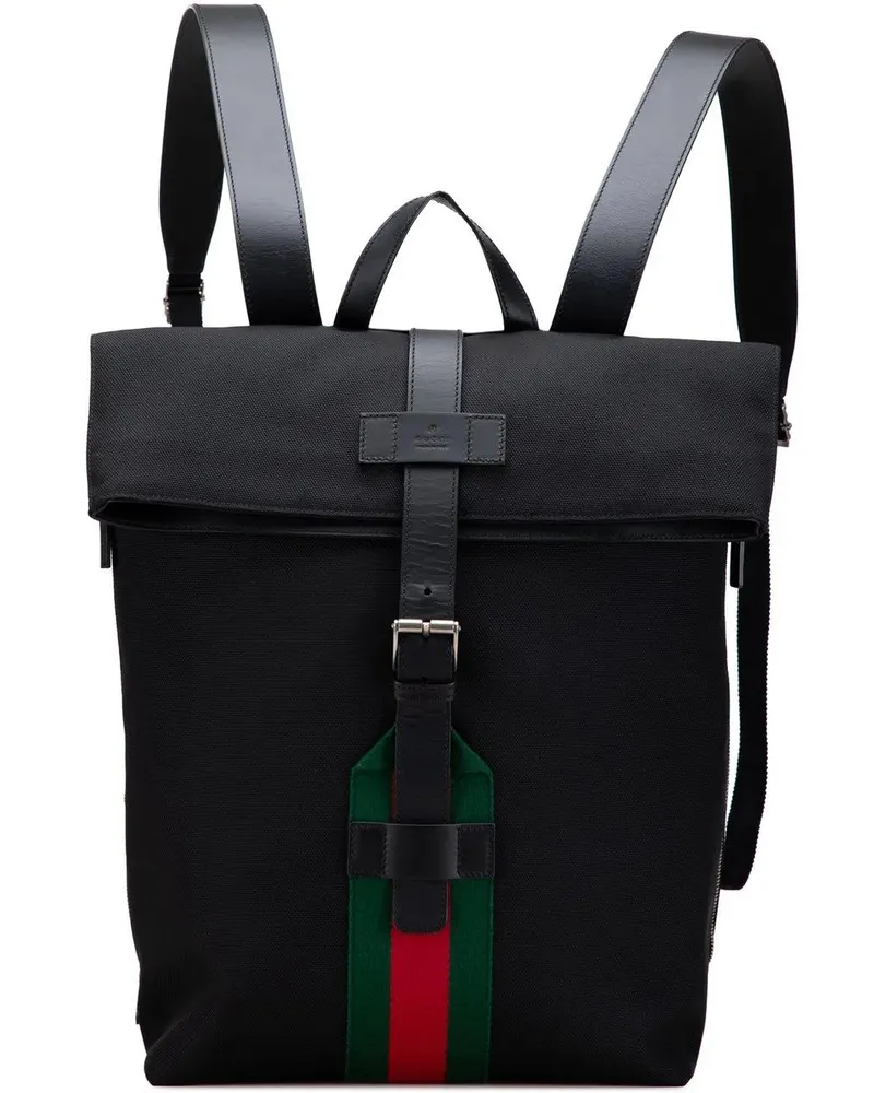 Gucci Rucksäcke Canvas Techno Web Fold Over Backpack schwarz Schwarz