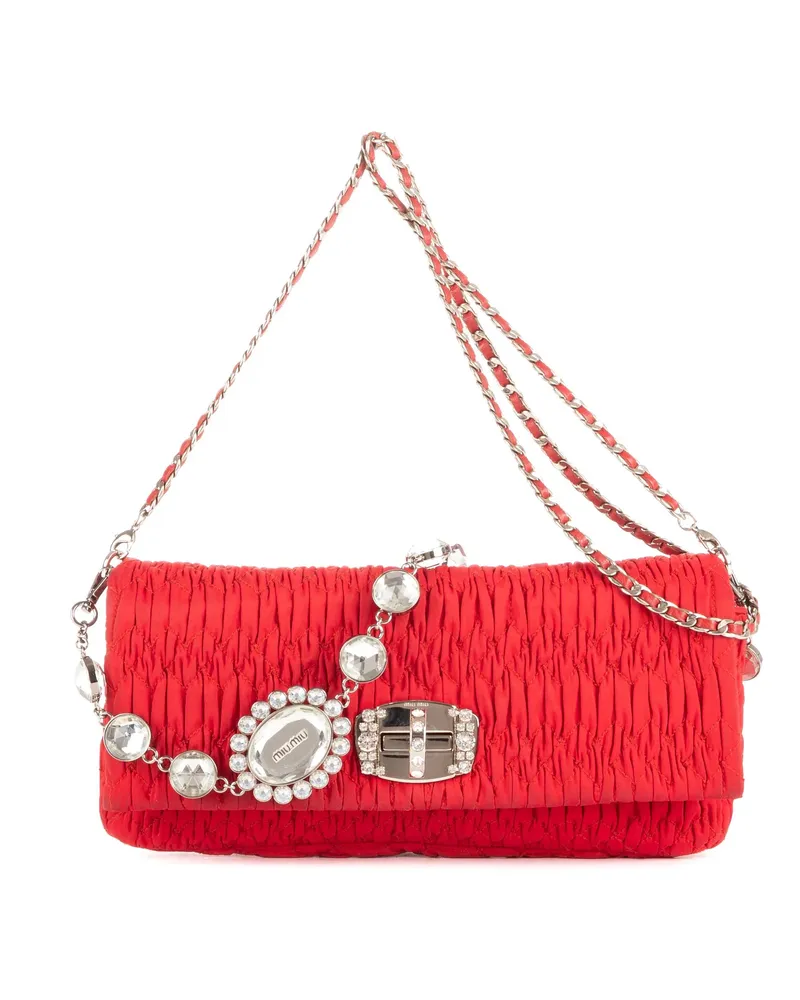 Miu Miu Crossbody Bags Iconic Crystal Cloqué rot Rot