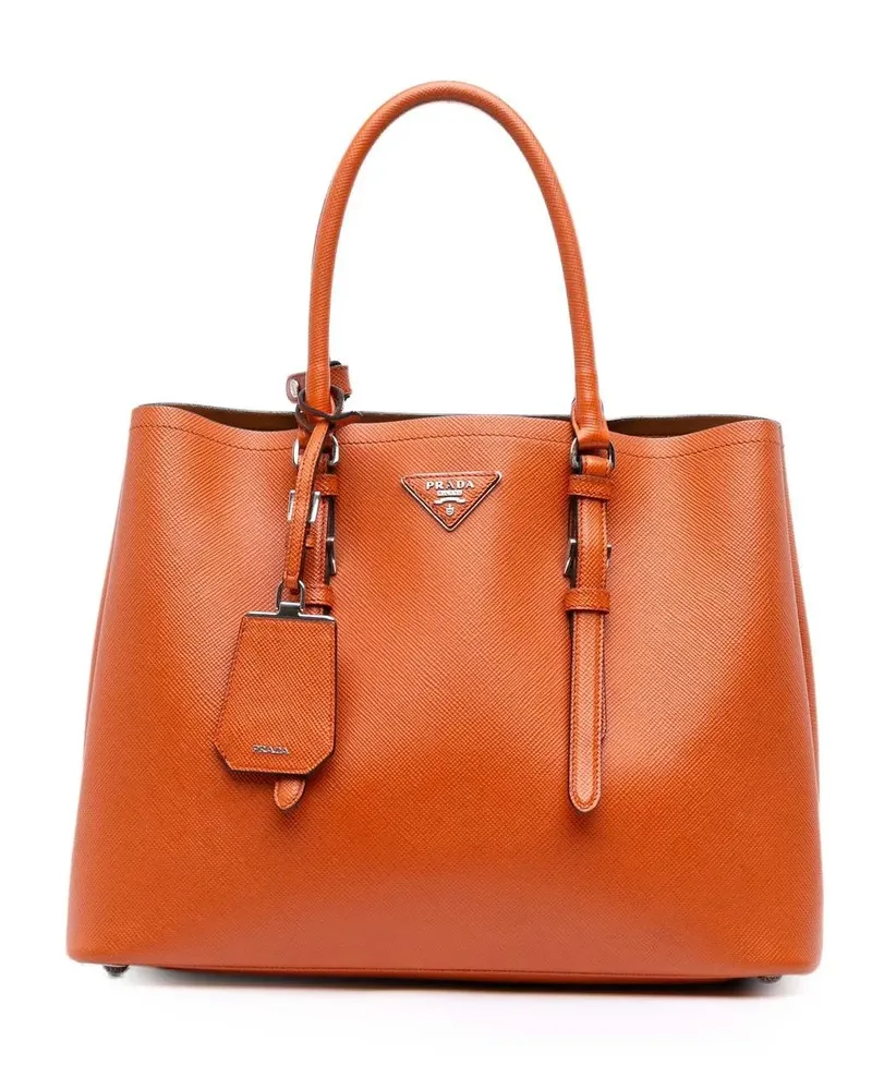 Prada Hobo Bags Medium Saffiano Cuir Double Satchel orange Orange