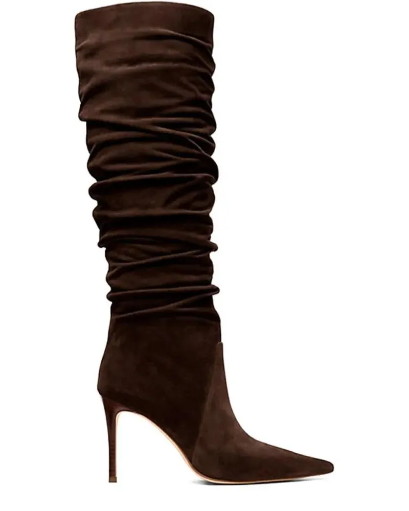 Michael Kors Stiefel Ruched Shaft Brown Calfskin Ankle Boots schwarz Schwarz