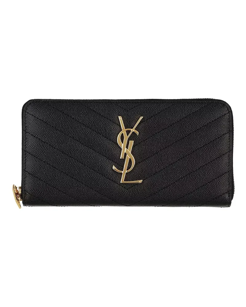 Saint Laurent Portemonnaie Monogramme Grain De Poudre Zip Around Wallet schwarz Schwarz