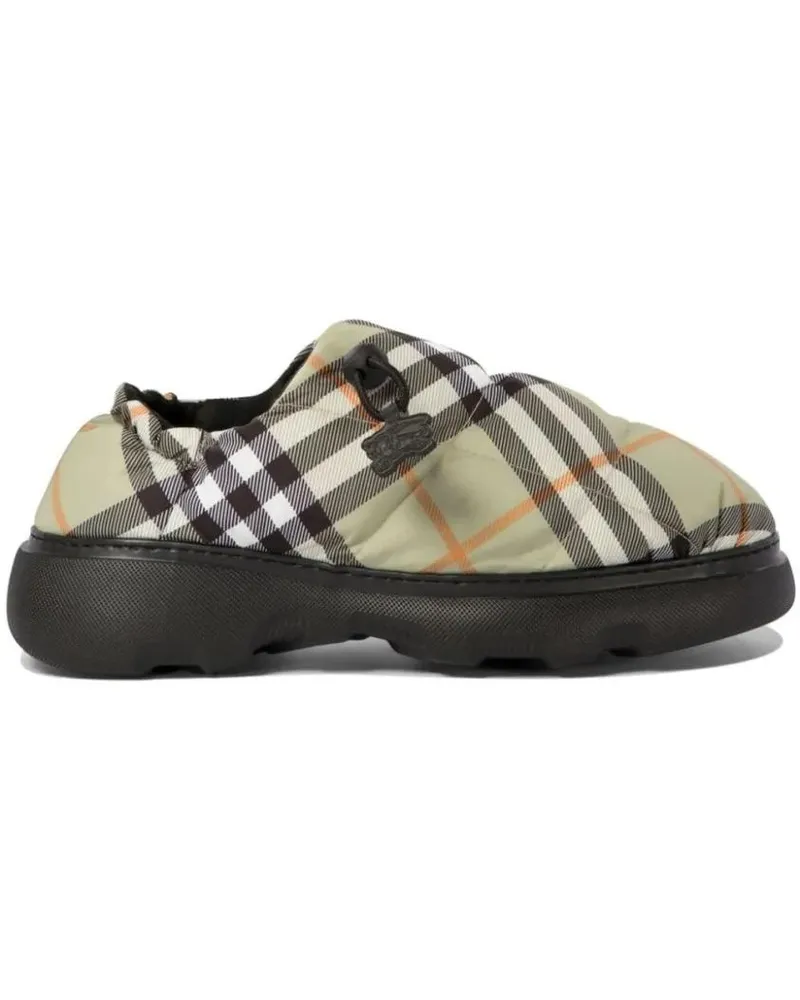 Burberry Slipper & Pantoletten Quilted Green Sandals With Classic Check Pattern schwarz Schwarz
