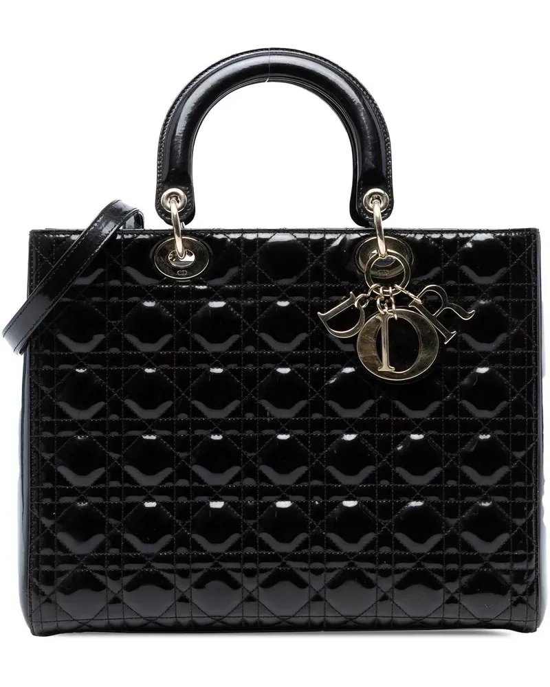 Dior Hobo Bags Large Patent Cannage Lady Dior schwarz Schwarz
