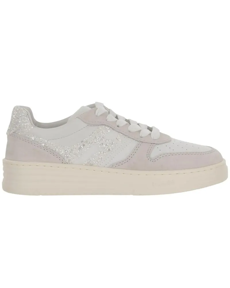 Hogan Low-Top Sneaker Leather Sneakers With Glitter Logo weiß Weiß