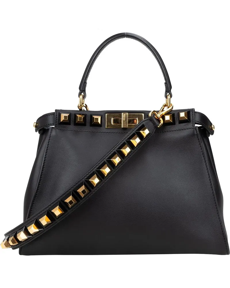 Fendi Crossbody Bags  Noir Leather Gold Edition Spikes Peekaboo Ha bunt Bunt