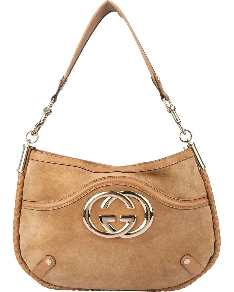 Gucci Crossbody Bags  GG Suede Monogram Hobo Bag bunt Bunt