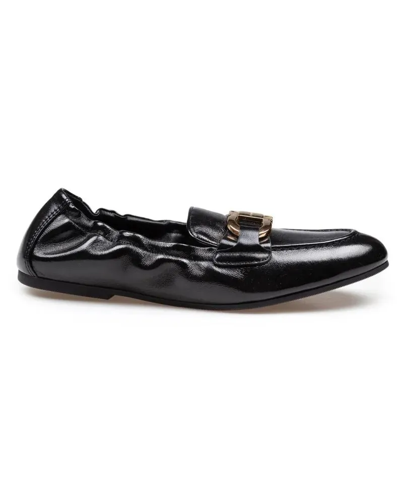 Ferragamo Black Leather Jodie Loafer schwarz Schwarz