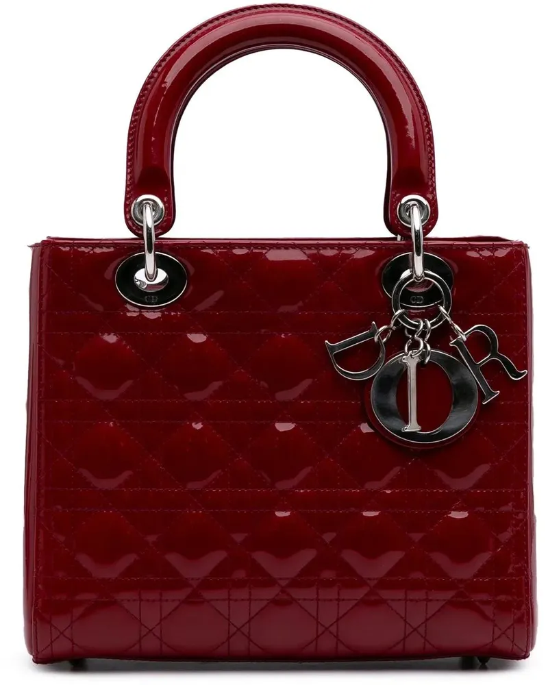Dior Hobo Bags 2012 Medium Patent Cannage Lady Dior rot Rot