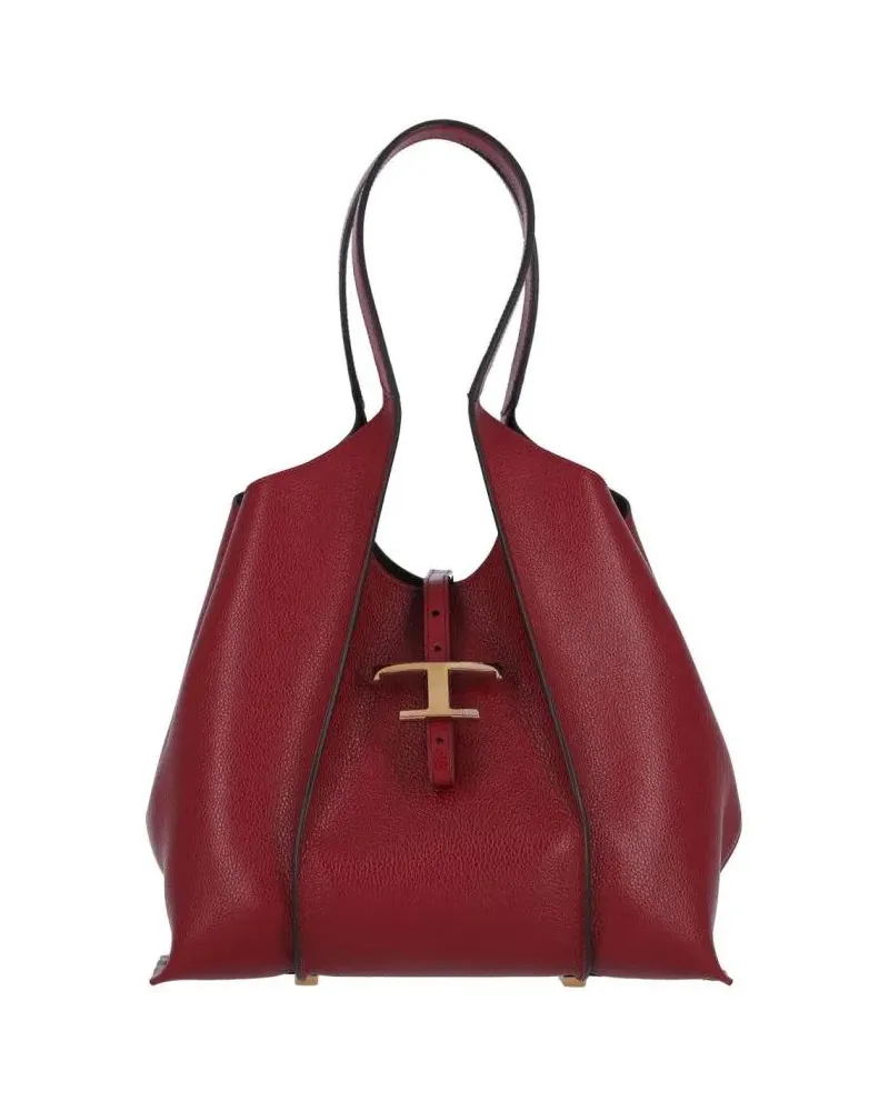 TOD'S Shopper & Totes "T Timeless" Small Tote Bag Red rot Rot