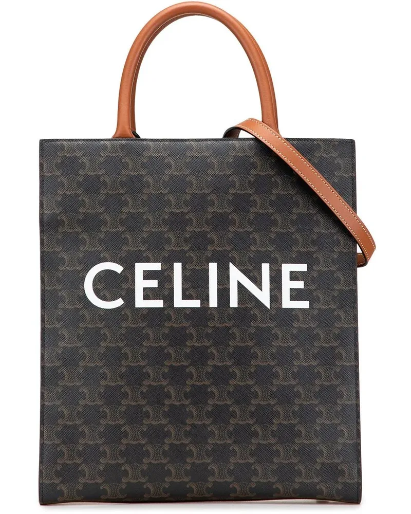 Celine Hobo Bags Small Triomphe Coated Canvas Vertical Cabas Tote braun Braun