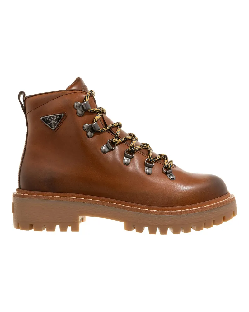 Prada Stiefeletten Laced Logo Ankle Boots cognacbraun Cognacbraun