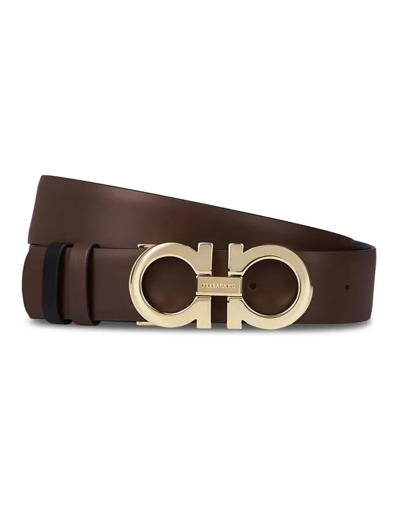 Ferragamo Gürtel High-Quality Leather Belt With Gold-Tone Buckle braun Braun
