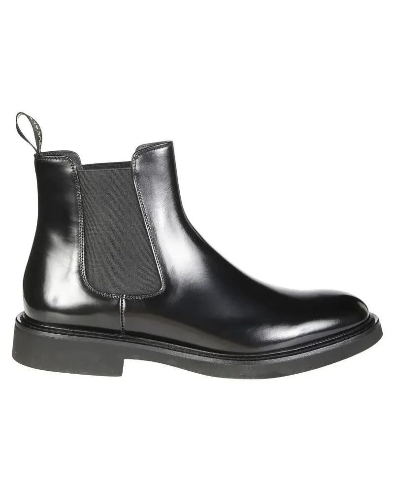 Doucal´s Stiefel Polished Leather Ankle Boots With Elastic Side Pan schwarz Schwarz