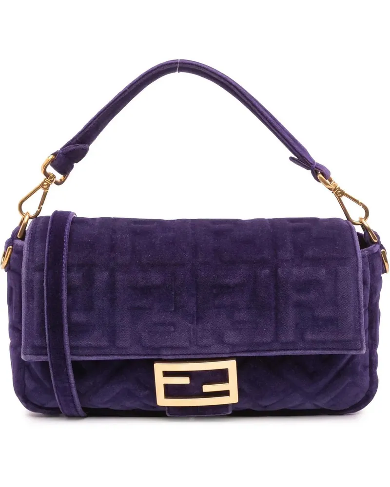 Fendi Hobo Bags Zucca Embossed Velvet Baguette Satchel orange Orange