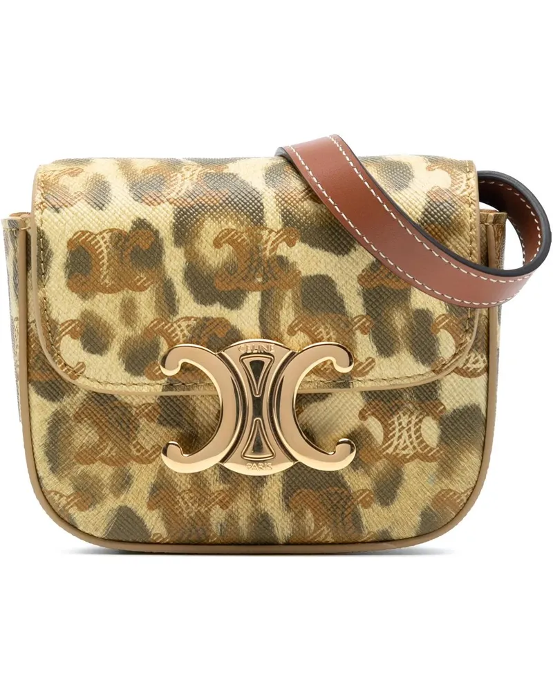 Celine Hobo Bags Mini Calfskin Leopard Print Claude Crossbody braun Braun