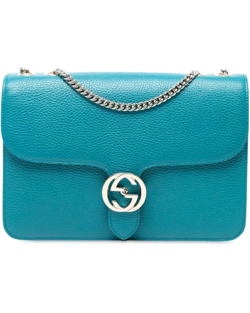 Gucci Hobo Bags Medium Dollar Calfskin Interlocking G Crossbody blau Blau