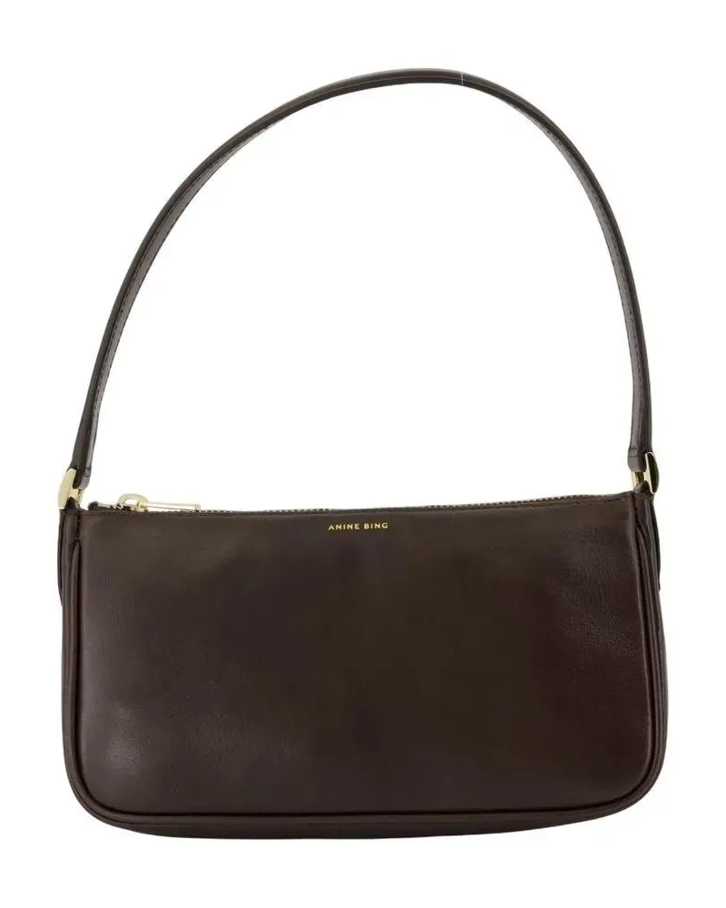 Anine Bing Hobo Bags Minimalist Calfskin Shoulder Bag With Gold-Tone Ac braun Braun