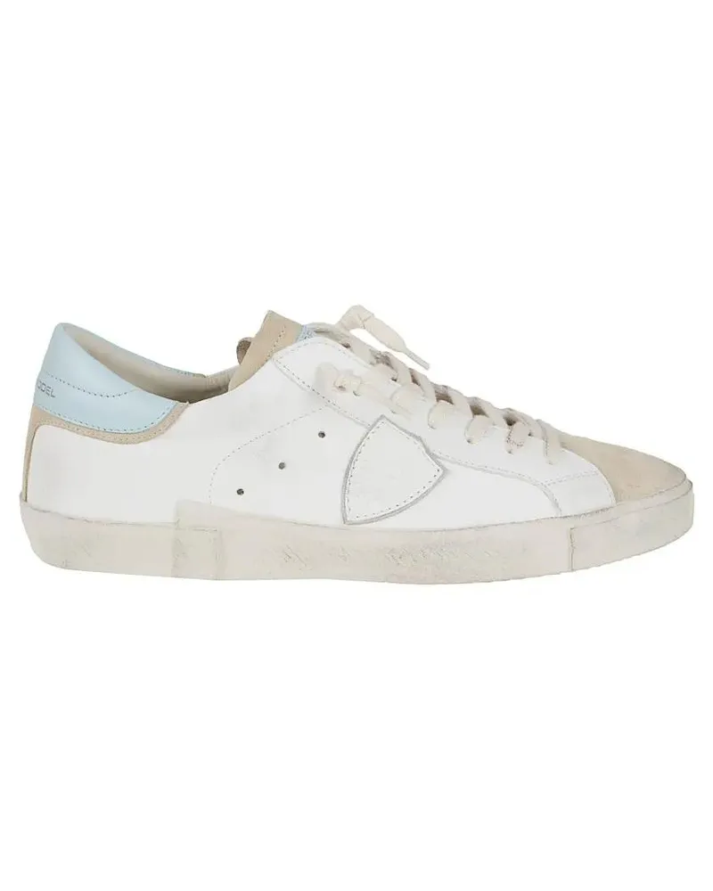 Philippe Model Low-Top Sneaker Calfskin Sneakers With Smooth And Suede Detailing weiß Weiß