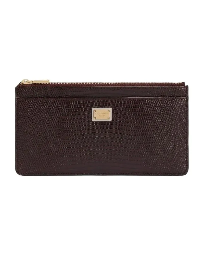 Dolce & Gabbana Clutches Textured Leather Bordeaux Clutch With Gold-Tone Ac schwarz Schwarz
