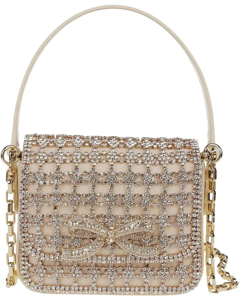 Self-Portrait Crossbody Bags Gold Crystal Micro Bag Metallic gunmetal Gunmetal