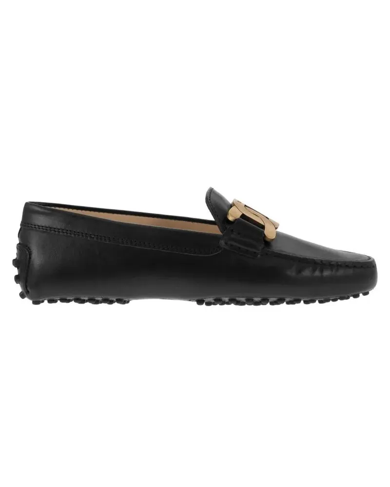 TOD'S Brushed Leather Moccasin With Metal Chain Detail schwarz Schwarz